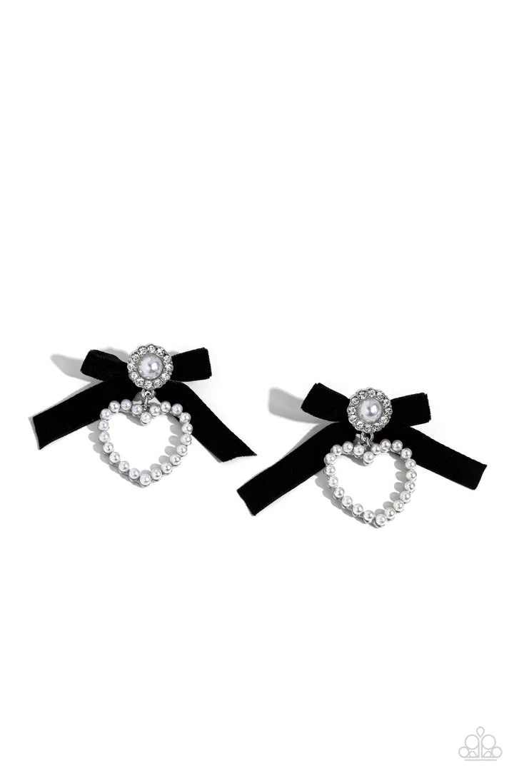 BOW AND THEN" BLACK POST EARRINGS