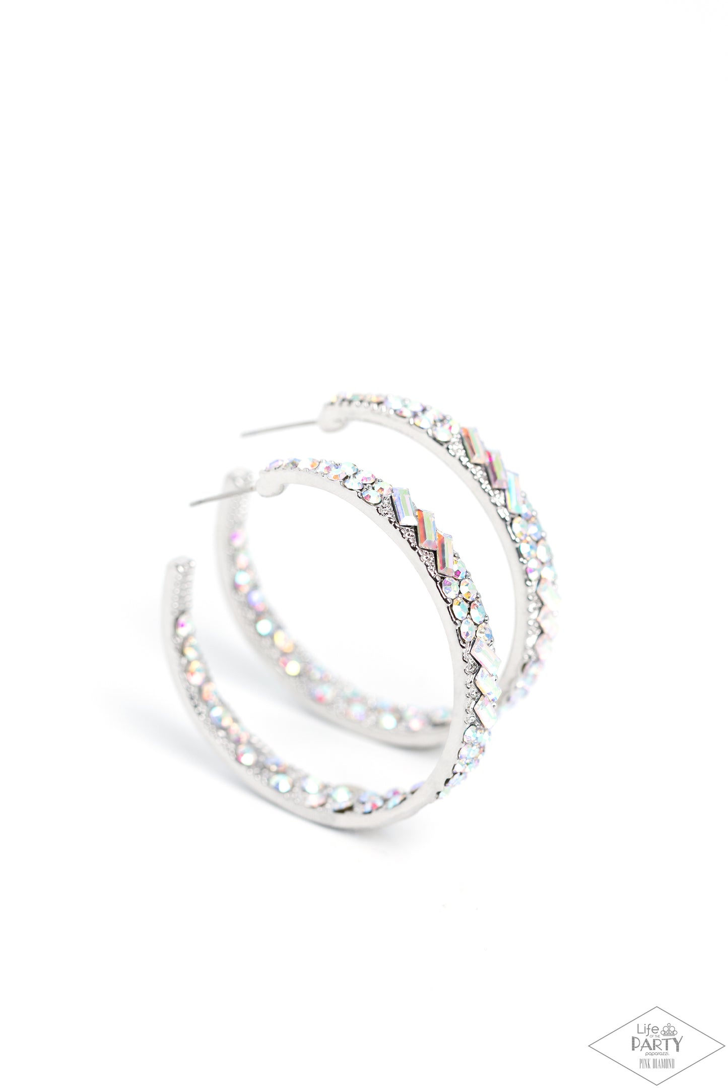 Glitzy by association white blockbuster hoop earring Clearance